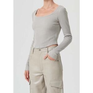 $118 New Agolde Ridley Rib Top - Rice Paper - Small